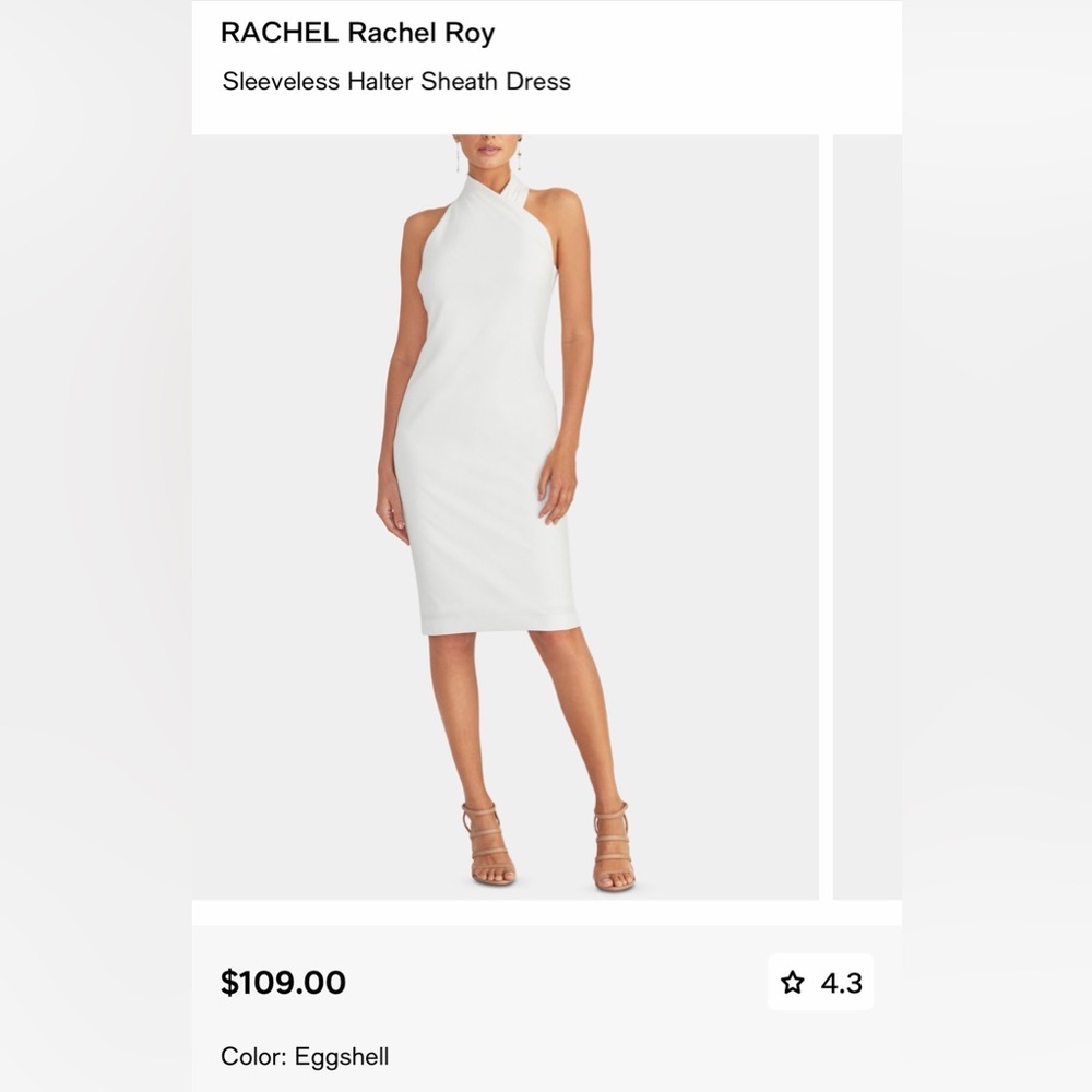 RACHEL Rachel Roy Sleeveless Halter Midi Sheath Dress